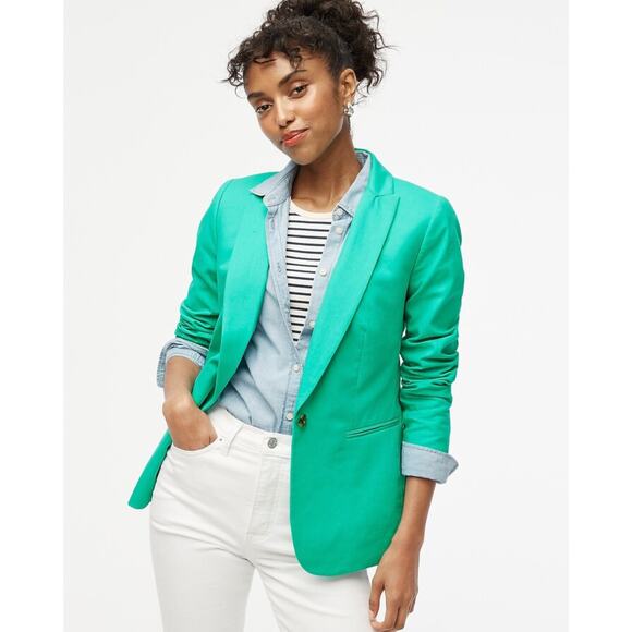 J. CREW Holland Linen Blend Blazer Bright Seafoam Green Sz 22 Plus {RR38}